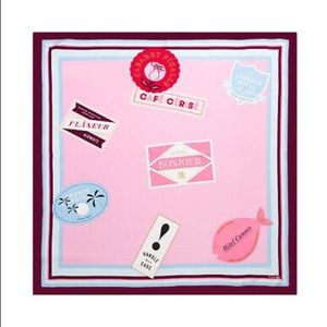 Kate Spade silk travel stickers scarf Parisian pink
